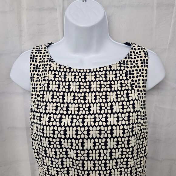 Banana Republic Navy Blue Bone Jacquard Sleeveless Sheath Dress Retro 6 - Picture 2 of 12